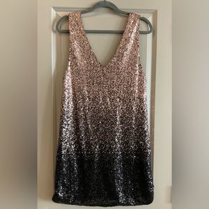 West Kei Rose Gold Ombré V-Neck Sequin Dress (size M)